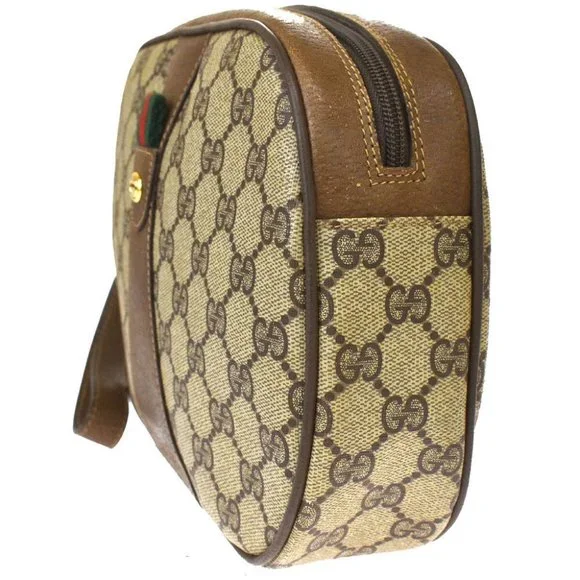GUCCI GG Pattern Shelly Clutch Hand Bag PVC Leathe